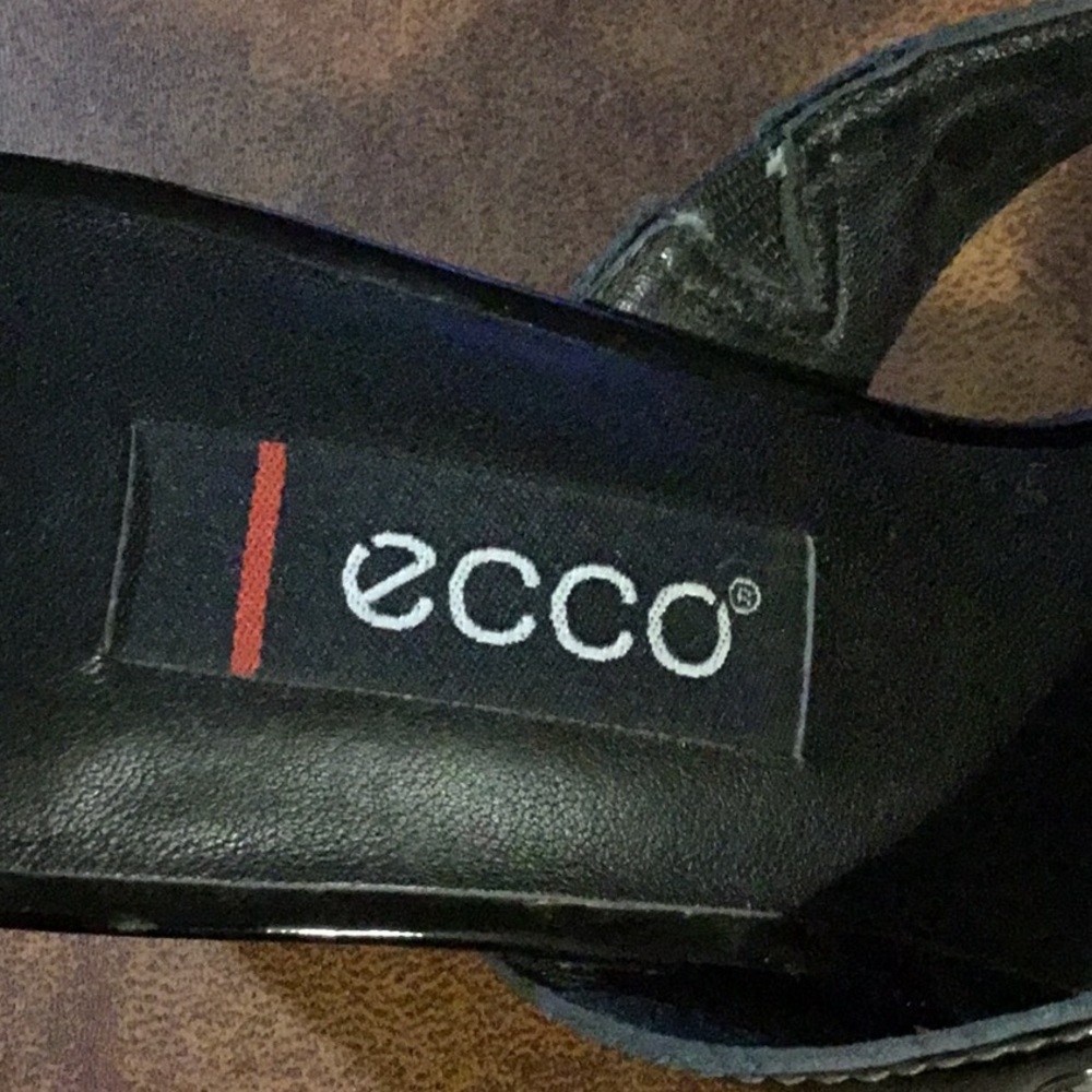 ECCO Black Patent‎ Leather Silver Stud Mules Edgy Grunge Y2K Size 37 - Picture 8 of 16